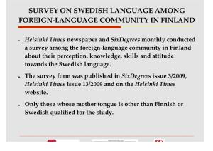 Survey on Swedish Language Among Foreign-Language Community in Finland