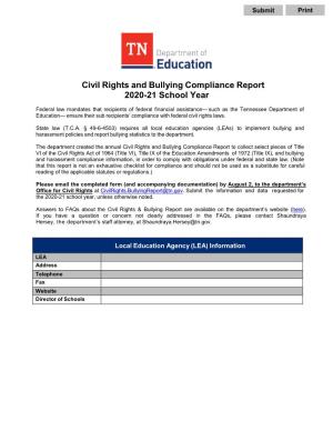 Civil Rights and Bullying Compliance Report 2020-21 School Year