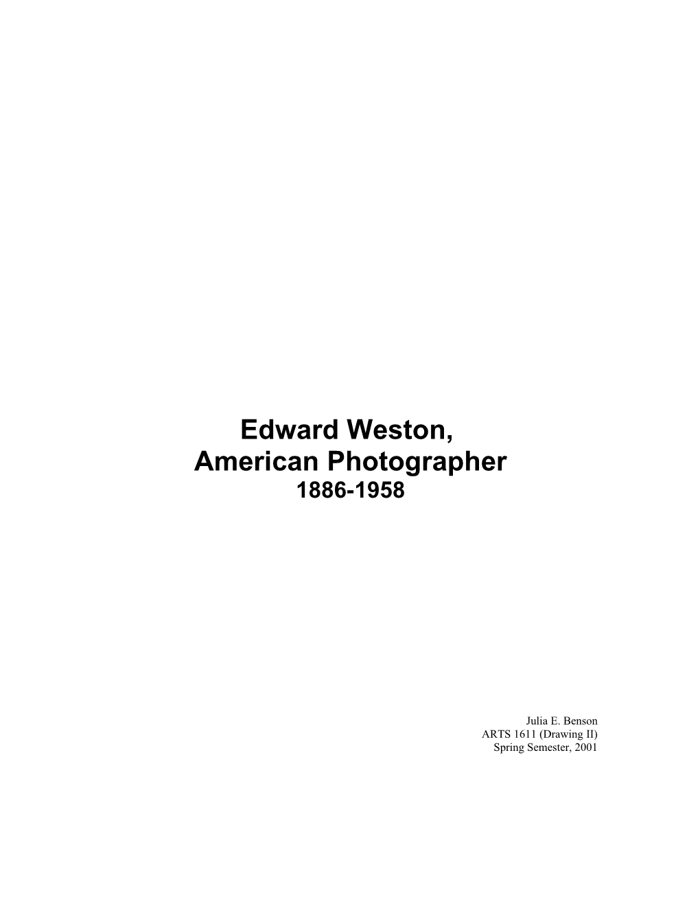 The Photography of Edward Weston