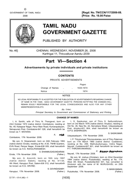 Tamil Nadu Government Gazette