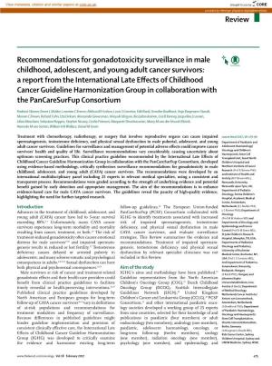 Recommendations for Gonadotoxicity Surveillance in Male
