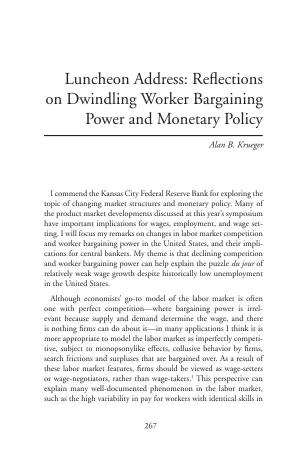 Reflections on Dwindling Worker Bargaining Power and Monetary Policy