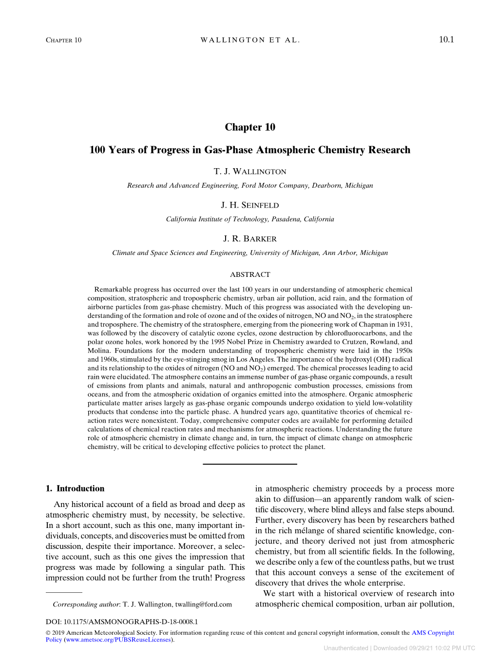 Chapter 10 100 Years of Progress in Gas-Phase Atmospheric Chemistry Research