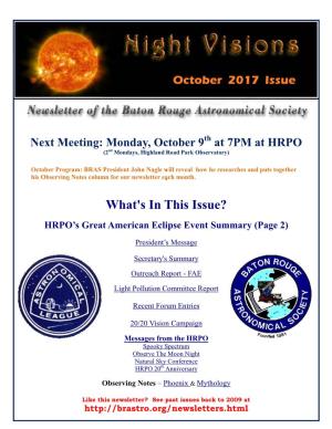 October 2017 BRAS Newsletter
