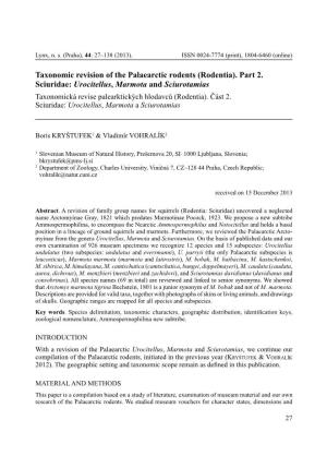 Taxonomic Revision of the Palaearctic Rodents (Rodentia). Part 2. Sciuridae: Urocitellus, Marmota and Sciurotamias