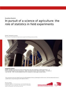 In Pursuit of a Science of Agriculture: the Role of Statistics in Field Experiments