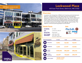 Lockwood Place 600 East Pratt Street, Baltimore, MD 21202