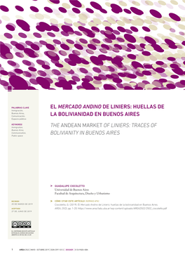 EL MERCADO ANDINO DE LINIERS: HUELLAS DE Inmigración, Buenos Aires, Comunicación, LA BOLIVIANIDAD EN BUENOS AIRES Espacio Público