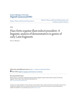 A Linguistic Analysis of Demonstratives in Genres of Early Latin Fragments Erica L