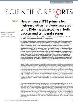 New Universal ITS2 Primers for High-Resolution Herbivory Analyses