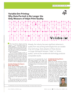 Variable-Dot Printing: Why Dots-Per-Inch Is No Longer the Only Measure of Inkjet Print Quality