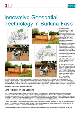 Innovative Geospatial Technology in Burkina Faso