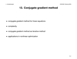 13. Conjugate Gradient Method