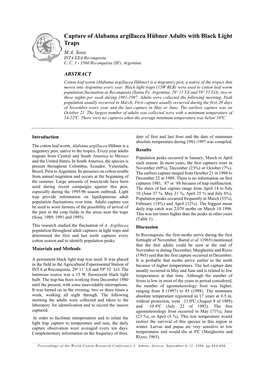 Capture of Alabama Argillacea Hübner Adults with Black Light Traps M.A