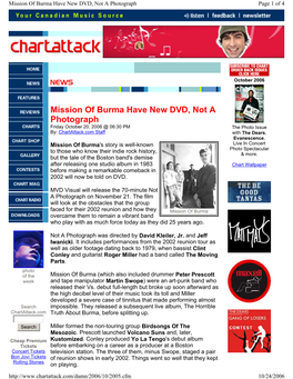 Mission of Burma Have New DVD, Not a Photograph Page 1 of 4