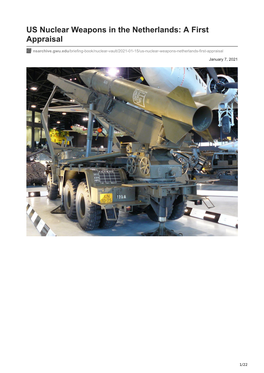 US Nuclear Weapons in the Netherlands: a First Appraisal