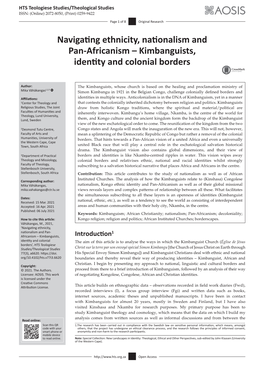 Kimbanguists, Identity and Colonial Borders
