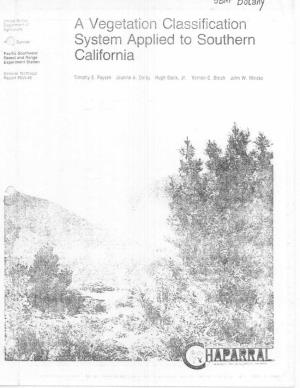 Vegetation Classification System Applied to Southern California