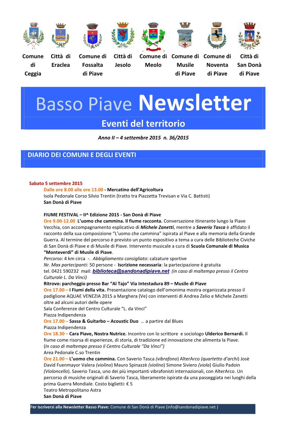 Basso Piave Newsletter Eventi Del Territorio