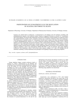 Participation of Leukotriene C4 in the Regulation of Suicidal Erythrocyte Death