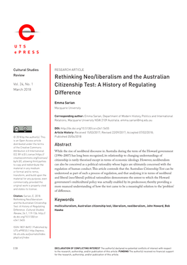 Rethinking Neo/Liberalism and the Australian Vol