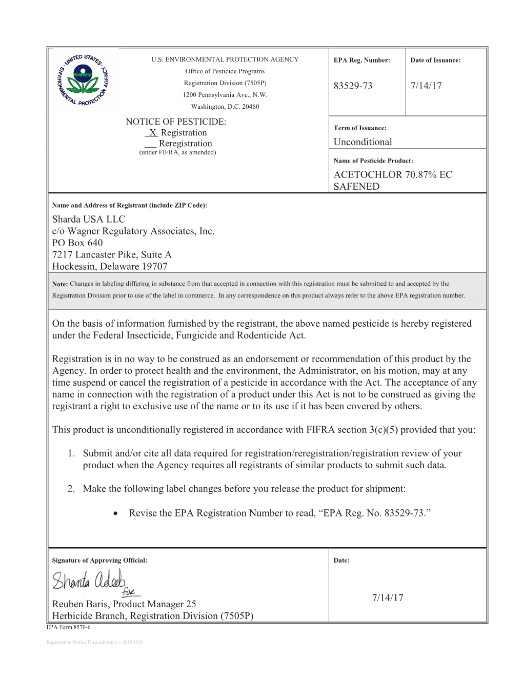 US EPA, Pesticide Product Label, ACETOCHLOR 70.87% EC