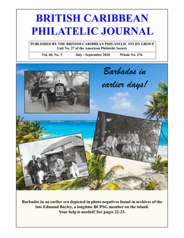 BRITISH CARIBBEAN PHILATELIC JOURNAL Barbados in Earlier Days!