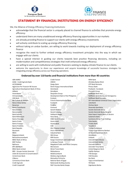 Statement by Financial Institutions on Energy Efficiency