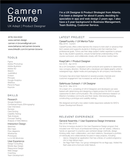 Browne Have a 5 Year Background in Business Management, UX Adept | Product Designer Team Building, Customer Service