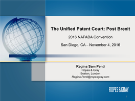 The Unified Patent Court: Post Brexit