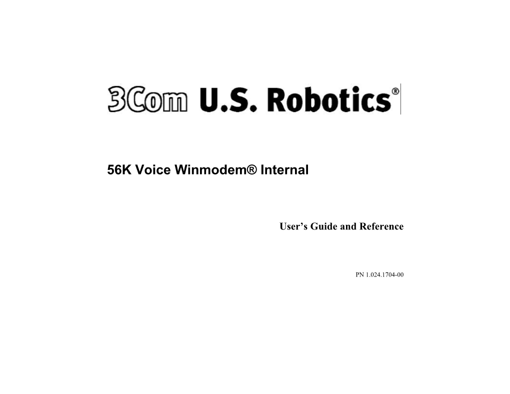 Winmodem Installation with Windows 95 and Windows 98