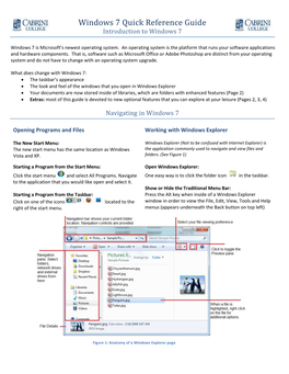Windows 7 Quick Reference Guide Useful Productivity Features Fun New Features Introduction to Windows 7
