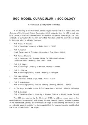 Ugc Model Curriculum : Sociology