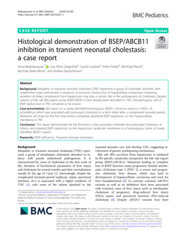 Histological Demonstration of BSEP/ABCB11 Inhibition In