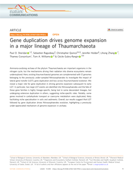 Gene Duplication Drives Genome Expansion in a Major Lineage of Thaumarchaeota
