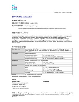 Acalabrutinib (Interim Monograph)