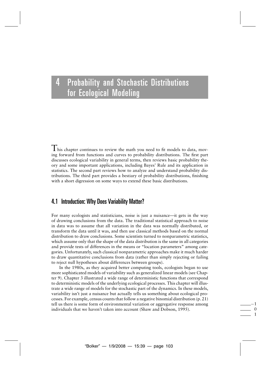 4 Probability and Stochastic Distributions for Ecological Modeling