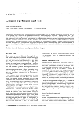 Application of Prebiotics in Infant Foods