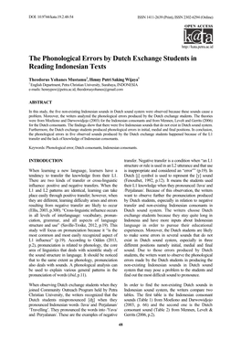 The Phonological Errors by Dutch Exchange Students in Reading Indonesian Texts