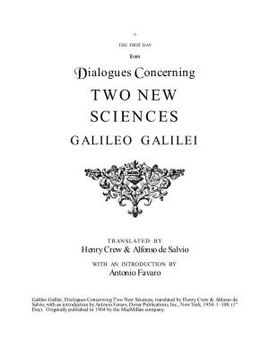 First Day from Galileo's Dialogues Concerning Two New Sciences