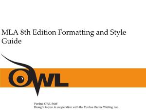MLA 8Th Edition Formatting and Style Guide