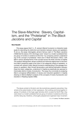 Slavery, Capitalism, and the “Proletariat”