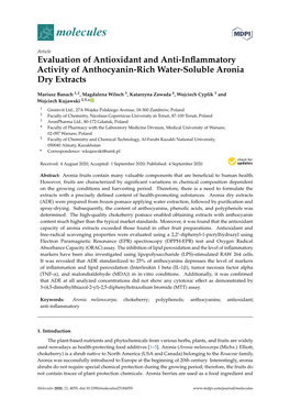 Evaluation of Antioxidant and Anti-Inflammatory Activity Of