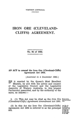 Iron Ore (Cleveland- Cliffs) Agreement