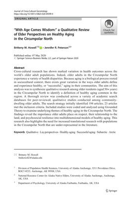 A Qualitative Review of Elder Perspectives on Healthy Aging in the Circumpolar North