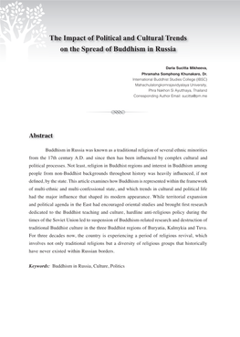 The Impact of Political and Cultural Trends on the Spread of Buddhism in Russia