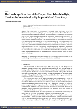 The Landscape Structure of the Dnipro River Islands in Kyiv, Ukraine: the Venetsiansky (Hydropark) Island Case Study