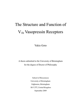 The Structure and Function of V1b Vasopressin Receptor