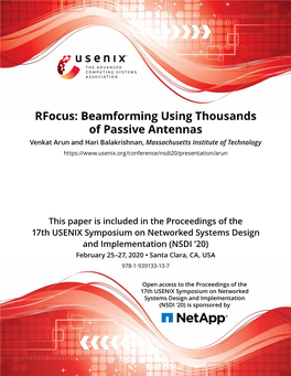 Rfocus: Beamforming Using Thousands of Passive Antennas