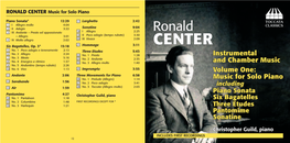 RONALD CENTER Music for Solo Piano